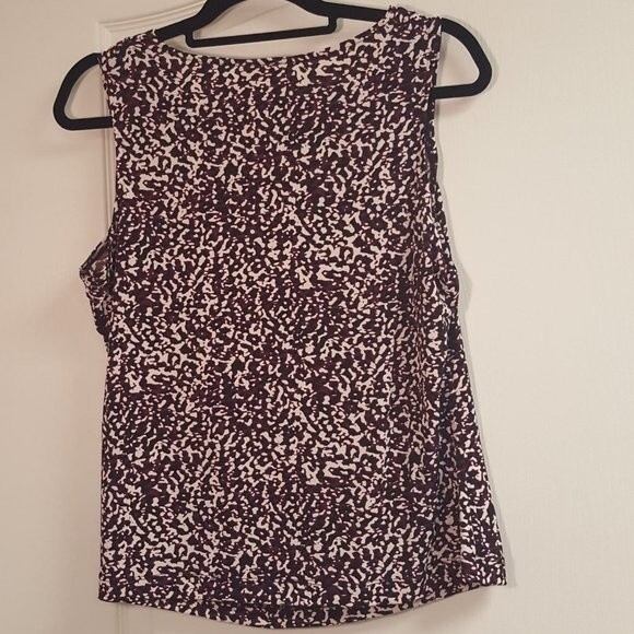 Calvin Klein Purple Black Drape Neck Blouse Sleevess Office - Picture 5 of 5